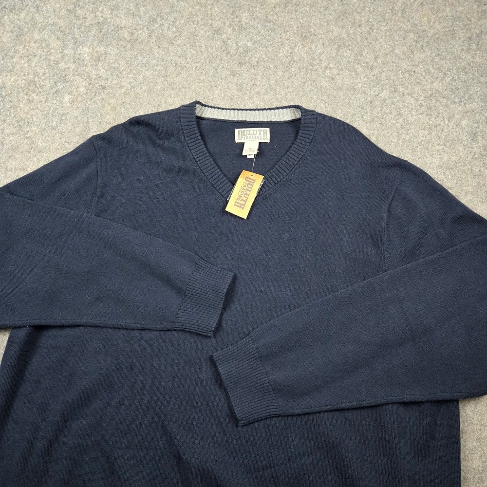 Duluth Trading Co Sweater Mens 3XL Navy Blue Strongarm Cotton V-Neck New NWT
